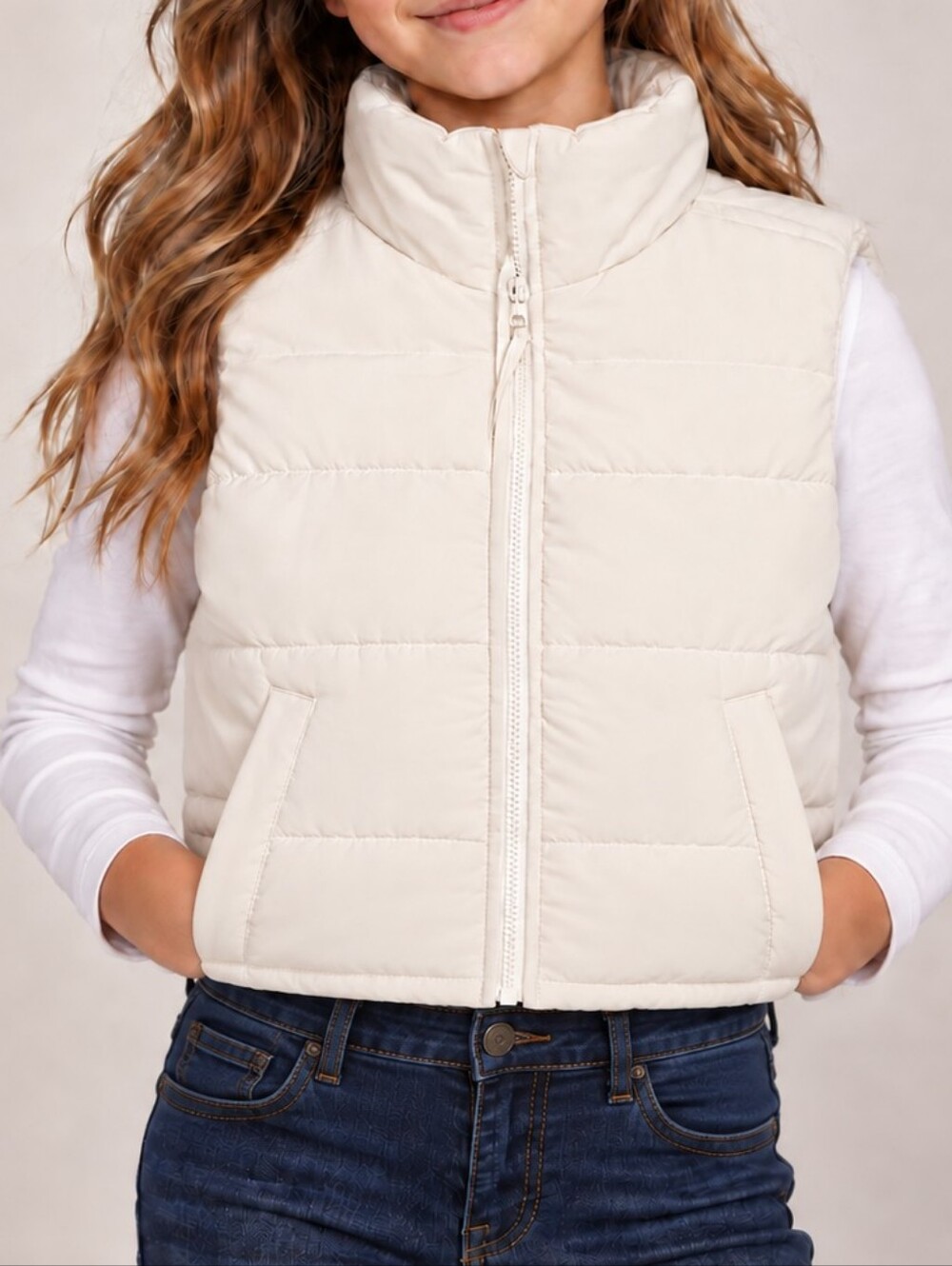 90 Degree Kids Cream Puffer Vest